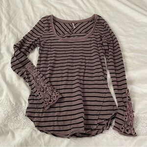 Free People MEDIUM Hard Candy Shirt Purple Striped